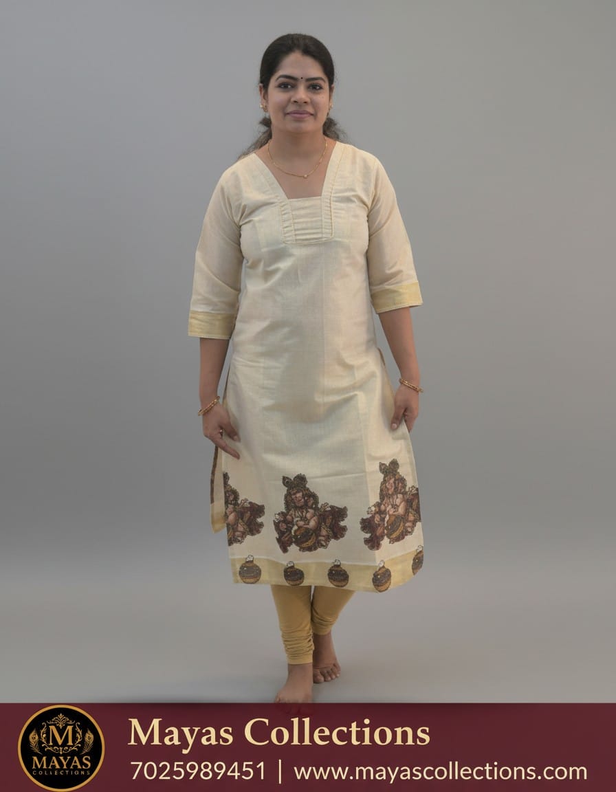 Vishu Special Traditional Krishna print Kurthi